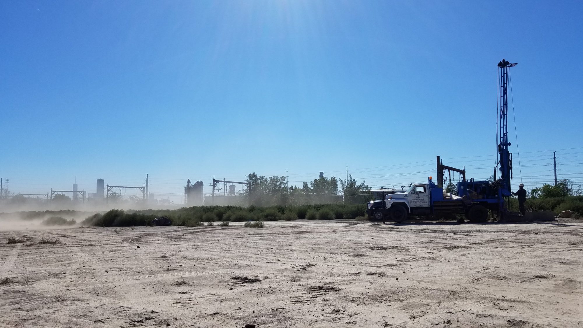 geotech equipment on a dusty field