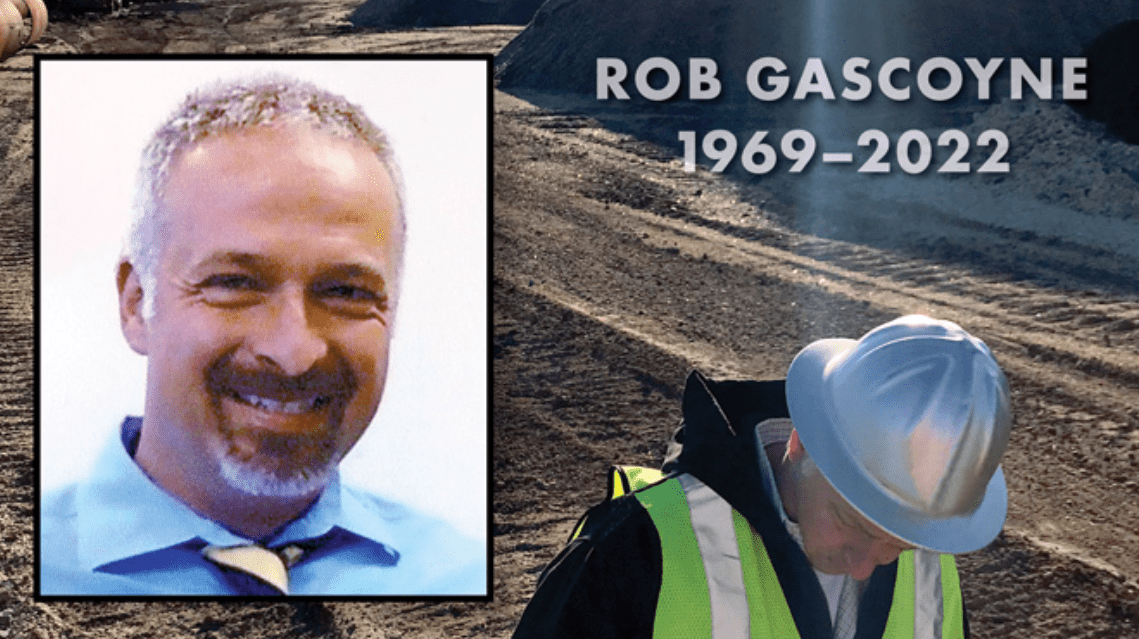 rob gascoyne headshot on graphic for obituary