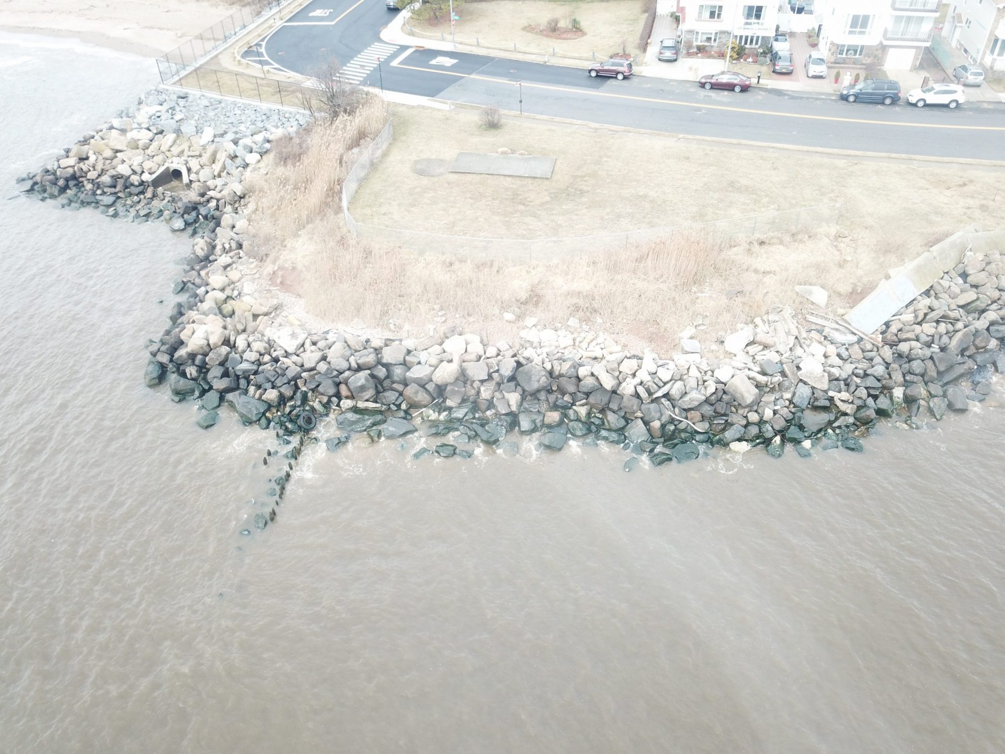 aerial image of rocky shoreline