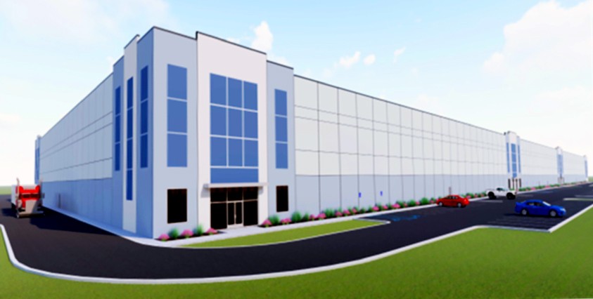 rendering of planned warehouse for site