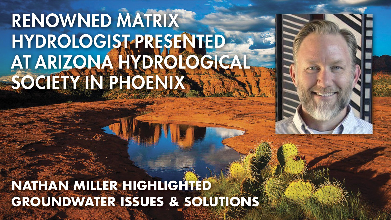 nathan miller headshot upper right corner on image of arizona desert with text about press release on image