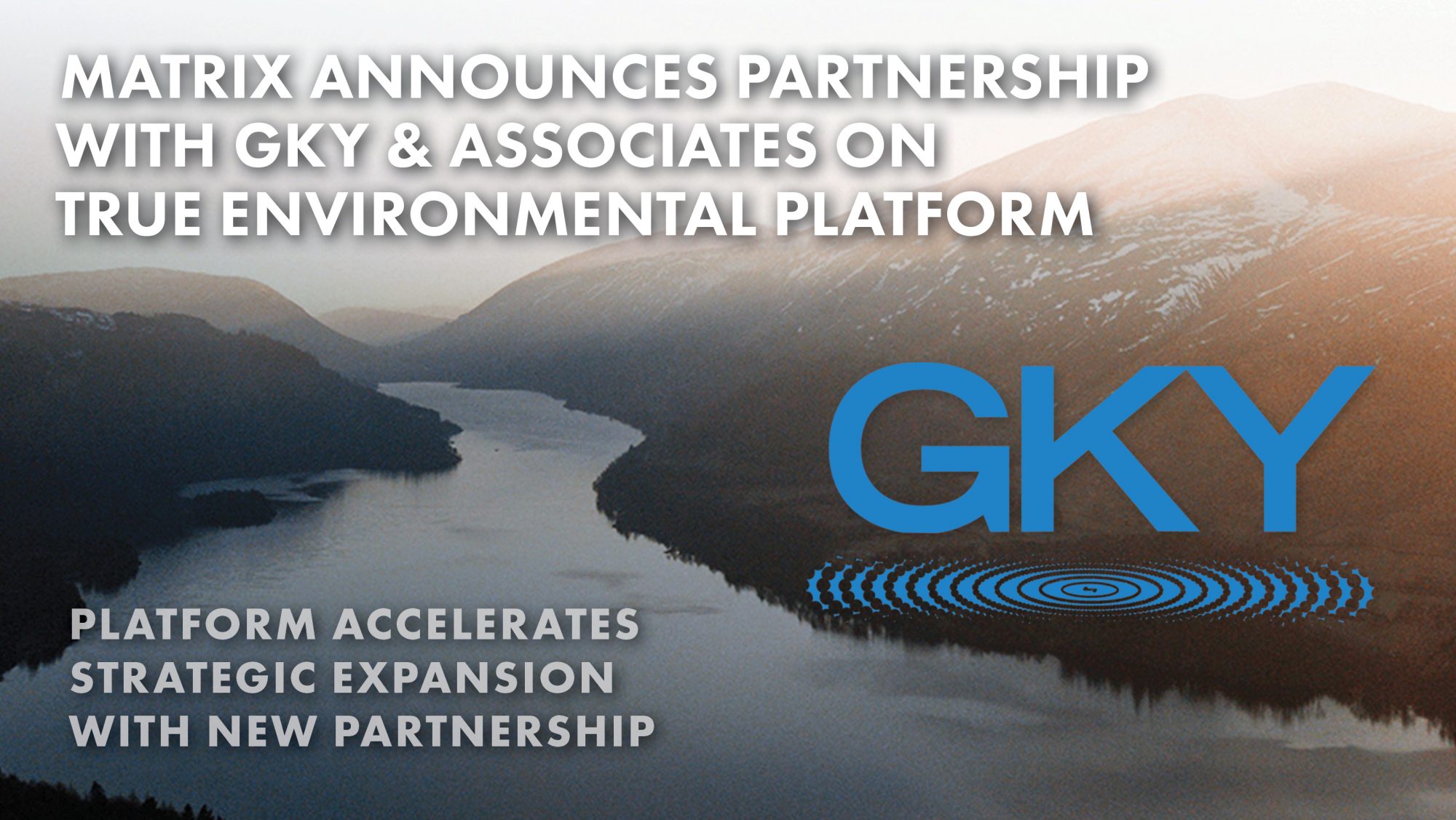 gky logo on photo of river scene with text